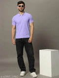 Men's cotton blend printed half sleeves polo neck t-shirt, short sleeves, denim jeans look