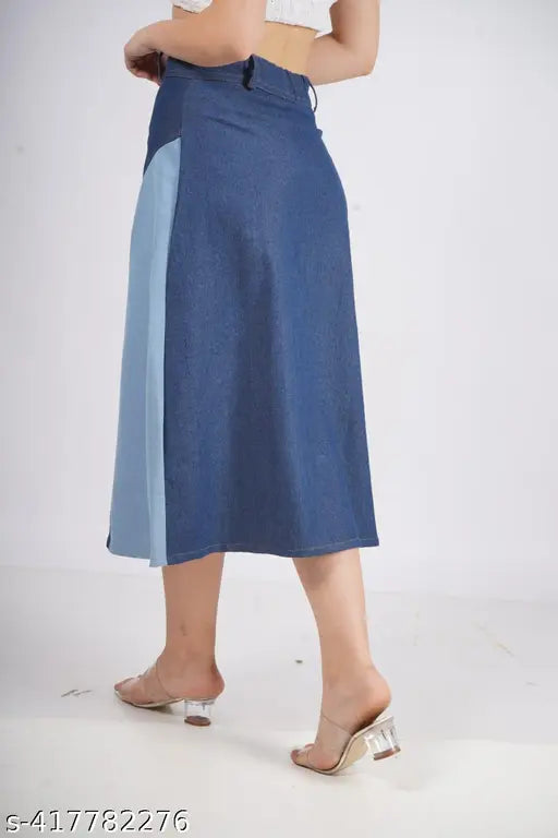 Stylish dark skirt with light side panel
