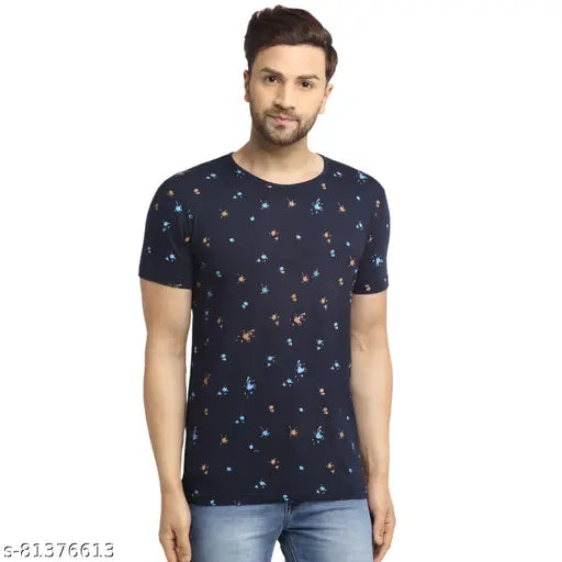 Grey printed cotton short sleeve t-shirt pack 3 for men, Vimal Jonney