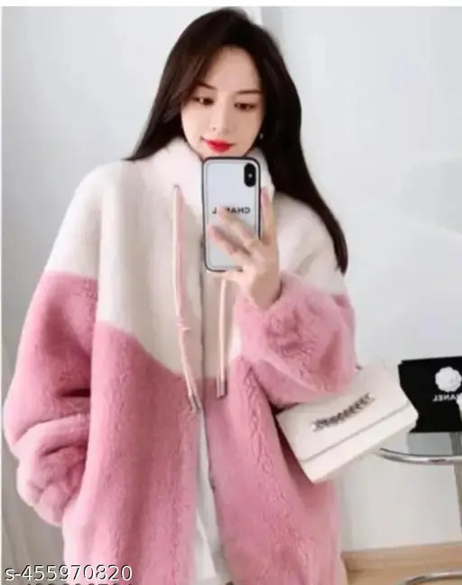 Colorblocked net long-sleeve top 'FAR cantres bpink', size S (bust 38in, length 24in), made in India