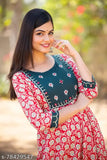 Superior kurti with long sleeves, black embroidery on a dark blue background