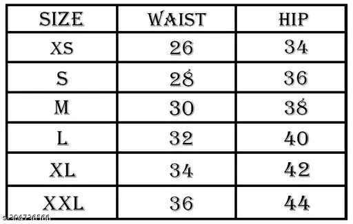 Black pleated women's trousers size chart, waist 26-34, hip 34-44, length 28-38 inches