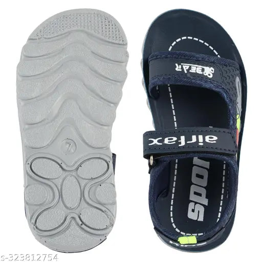 Black AIIRFAX unisex casual lightweight soft comfortable floaters sandals with velcro straps and breathable printed sole