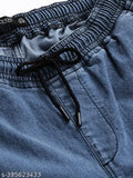 Light blue cotton blend men's slim jeans from India