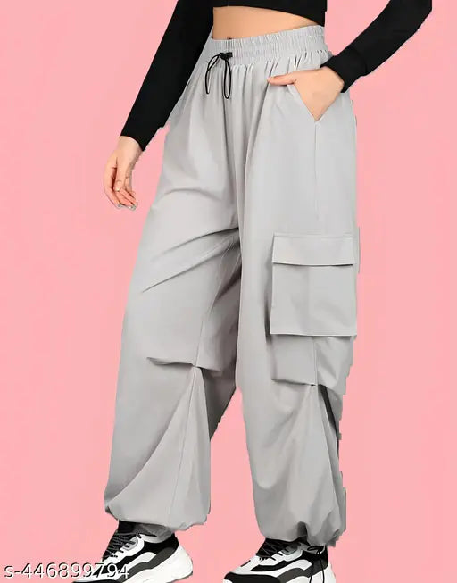 Women's wide-leg high waist pants in navy blue fabric, polyester material, featuring four pockets with zip closure