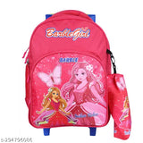Durable queen pink Indian Riders school trolley bag (25 L), waterproof polyester net with multicolor accents