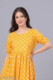 Orange cotton women's kameez, short sleeves, crew neck