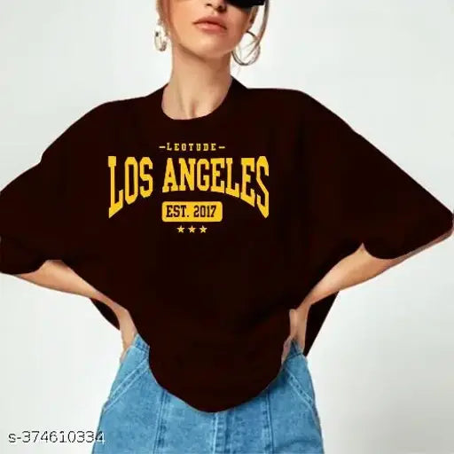 Women's oversized round neck t-shirt in a loose fit style inspired by South Korea