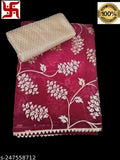 Red embroidered sari with gold blouse, silk fabric
