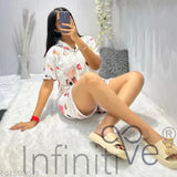 Silk blend quirky night suit combo: printed shirt-pajama & shorts, luxury comfort for sleepwear, made in India