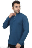 Stylish cotton blend long sleeves men's t-shirt in solid color, perfect for fashion-forward gentlemen. (S: 36in x 26in / M: 38in x 27in / L: 40in x 28in / XL: 42in x 29in) Made in India