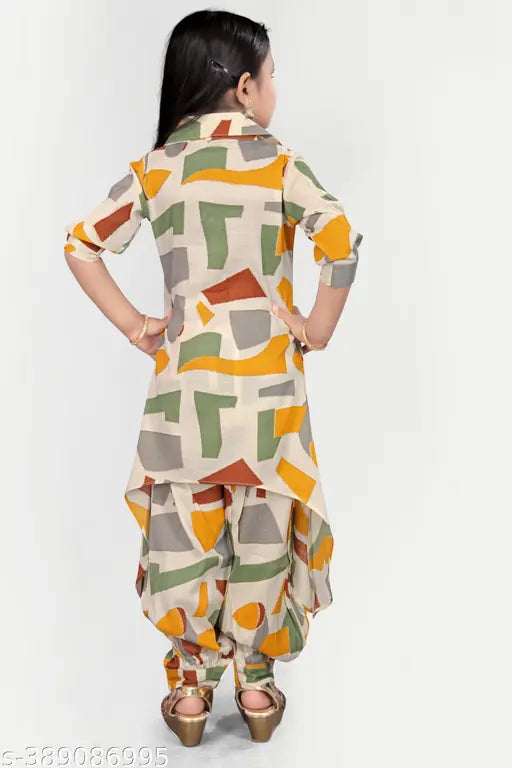 Pure cotton co ord set for kids (2-12 years), A-line pyjamas with long sleeves, Giomatric designed, Indian origin