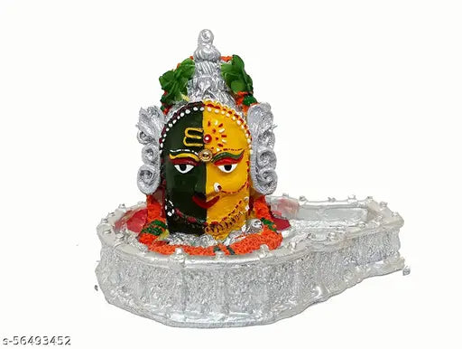 Medium white ceramic Shivling Baba Mahakal Jotirling, handcrafted in India for puja and car dashboards