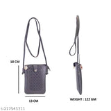 Black fabric pouch with multiple slots for holding a wallet, keys, and smartphone