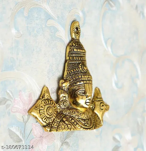 Metal Tirupati Balaji, Sri Venkateswara idol (16cm Gold). Decorative showpiece for home temple. Indian craftsmanship