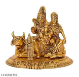 Metal Shiva family figurine set by Sheela Handicraft, 10cm x 10.5cm x 10cm, Indian home & office decor idols