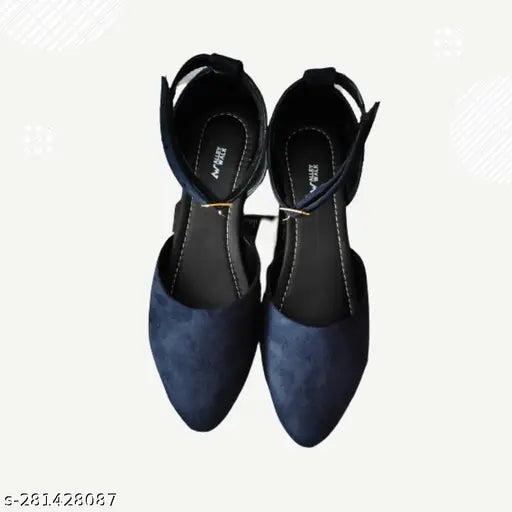 Blue velvet ankle-strap flats with buckle detail - Beautiful Party Wear for women & girls dailywear and parties