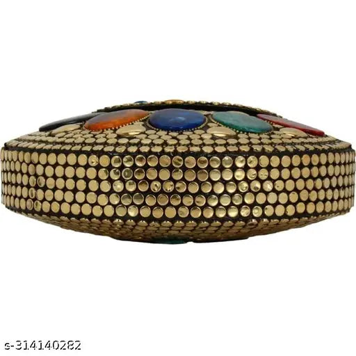 Fashionable multi-colored crystal embellished women's clutch with intricate beading design