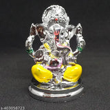 Metal Lord Ganesh idol, intricately crafted 5x5x7 cm Indian artwork