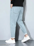 Ice blue mom fit pants, casual wear men's jeans