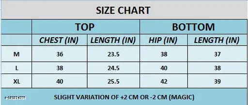 Pista cotton blend nightsuit for girls & women, soft & breathable short-sleeve regular fit