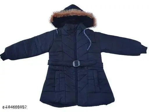 Baby girl winter coat, fur hood, padded lining