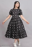 Pure cotton anarkali kurtis with printed combo, rayon, short sleeves. Women's clothing, regular wear, Indian-made