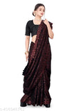 Red and black embroidered saree