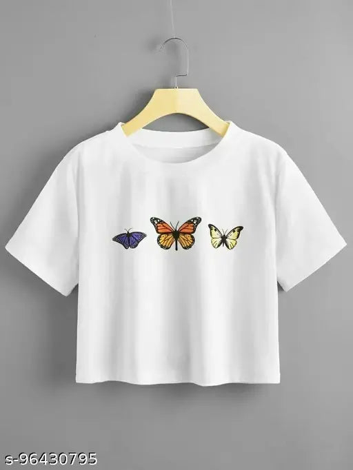 Cotton Meow Printed T-shirt by Jolliy Women, short sleeves, trendy and alluring, size S(34), M(36), L(38), XL(40)