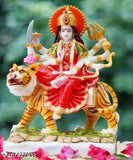 Marble finish Durga Mata idol statue (11cm x 7cm x 17cm), intricately detailed poly resin goddess figure for home, office or temple decor