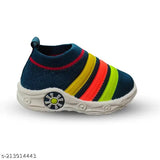 Blue kids' sound walking shoes with multicolored soles, suitable for babies age 1230 months