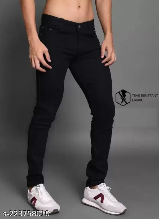 Black denim skinny fit jeans for men by MARKVIEW - Ideal for fashionable outfits, available in sizes 28, 30, and 32