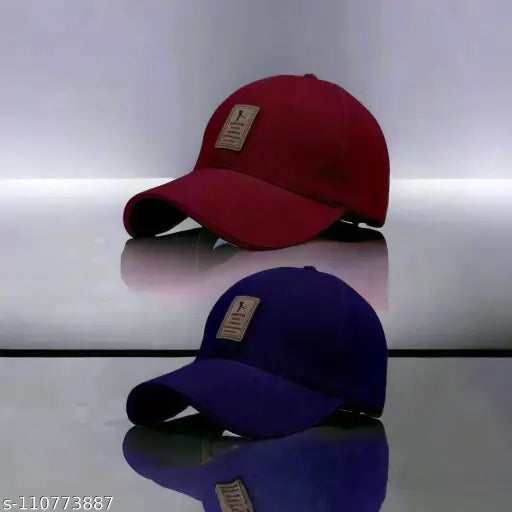 Solid cotton traditional combo cap pack of 2, two solid color traditional caps from India