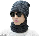 Woolen beanie cap combo with fur inside (2 pack), soft and stylish unisex winter headwear