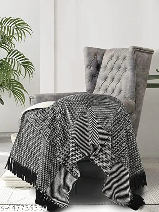 Soft cotton bed throw, ethnic motifs design, cozy home decor accessory