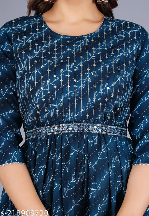 Rayon three-quarter sleeve printed combo dress for M-XXXL, ideal for festive occasions