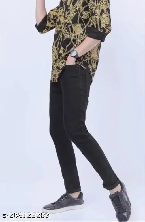 Black denim ENAYA jeans, solid pattern, size 28/30/32 (waist 28in, 30in, 32in; length 40in), made in India