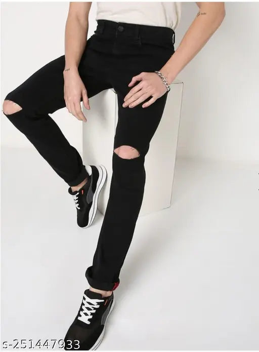 Agate knee cut polycotton pants, solid pattern, comfortable fit by AGATE (size 28, 30, or 32)