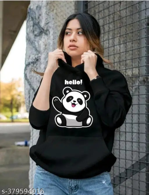 Wool girls' Hello Panda long sleeves with printed net pattern, size 9-10 years, Indian origin
