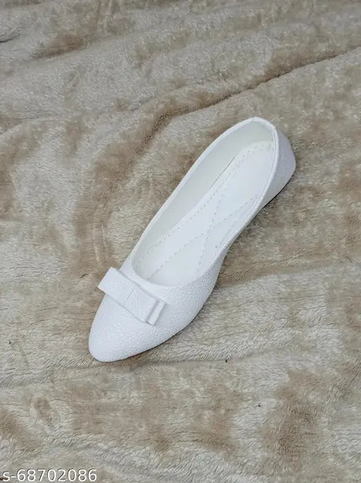 White fabric shoe with flat sole