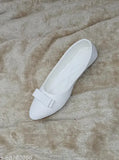 White fabric shoe with flat sole