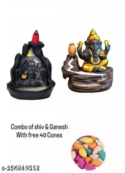 Diwali special combo, Adiyogi idol in brass with 40 diyas, Ganesha idol also in brass, two idols as a set