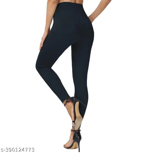Black cotton blend pocket jegging 2-pack, free size with waist size 36in and length size 42in, solid color options in black and blue for stylish everyday wear