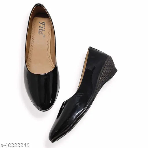 Black synthetic ballerinas by Fiia Women - stylish, lightweight, and high-quality fashion footwear