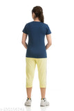 Women's & Girl's Breathable Cotton Blended Top & Capri Set, solid color, slim fit & mid-rise, perfect for daily wear or special occasions, made in India