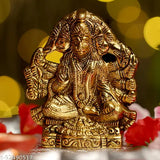 Golden, metal Hanuman idol (16cm) - traditional home decor and religious gift item