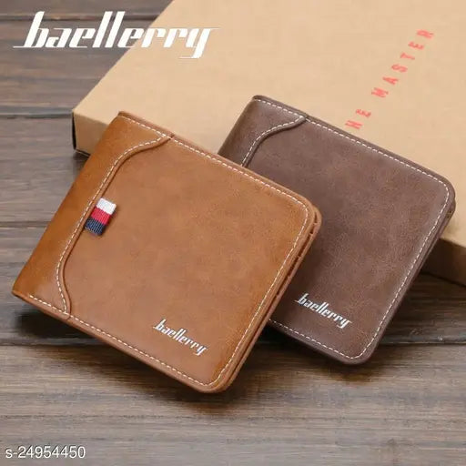 Fashionable PU leather wallet for men, offers 6 card slots, 2 ID slots, 2 sim pockets, 2 hidden slots, and 2 note compartments. Stylish accessory in free size (12cm x 10cm), perfect gift. Chinese-made durable wallet