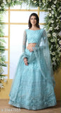 Embroidered mulmul lehenga choli and net dupatta set, semi-stitched, country of origin: India