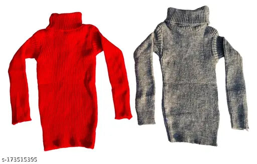 Woolen high neck sweaters for kids (2 pack), self-designed winterwear in warm wool for infants and toddlers, 12-4 years