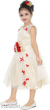 Red net sleeveless flower frock, self-design, suitable for 2-3 years to 12-13 years old children. Origin: India